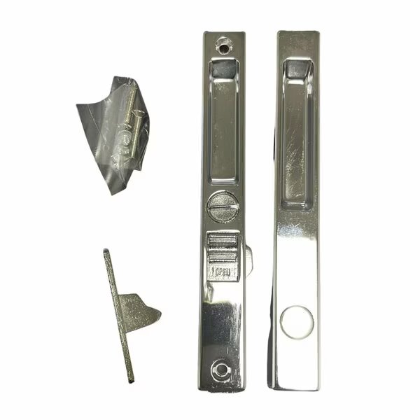Sliding Glass Patio Door Handle Set, Non-Keyed, Flush Mount, With Nite Lock, G.A.S. Hardware, Mfr#: DL-504-CHROME